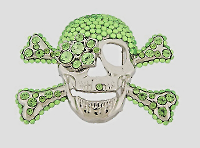 #ad #ad Skull Belt Buckles Crossbones Halloween Pirate Costume Bling Green Rhinestones $13.23