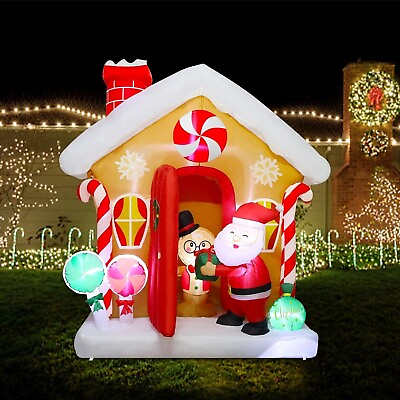 #ad Christmas Gingerbread House Santa Inflatable Decor Blow Up Lawn LED Airblown $169.99