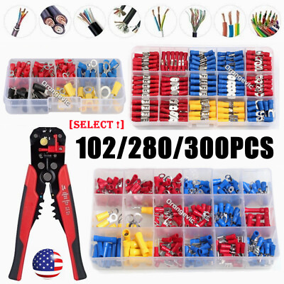 #ad 102 300PCS Car Wire Assorted Insulated Electrical Terminals Connectors Crimp Kit $9.55