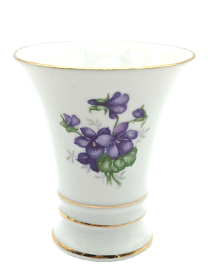 #ad #ad Schumann Arzberg Germany Vase Violets with Gold Trim Accents 3 3 8quot; tall $13.99
