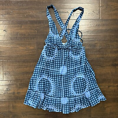 Urban Outfitters Women#x27;s Mini Dress Hansel Printed Strappy Back Blue Size XS $24.99