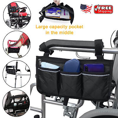 #ad Outdoor Wheelchair Side Pocket Organizer Holder Pouch Armrest Storage Bag Pouch $8.86