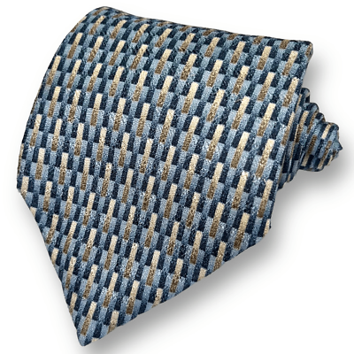 #ad VALENTINO CRAVATTE Men’s Vintage Italian Designer Blue Geometric 100% Silk Tie $19.99