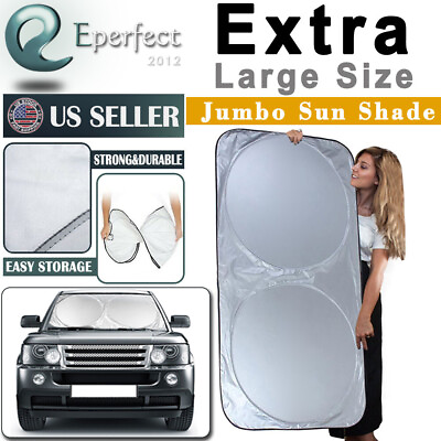 Folding Jumbo Front Rear Car Window Sun Shade Auto Visor Windshield Block Cover $9.99