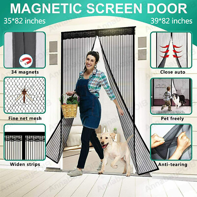 #ad Magnetic Screen Door Heavy Duty Hands Free Mosquito Mesh Anti Bugs Fly Curtain $12.99