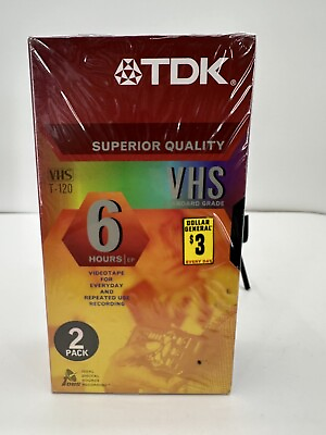 #ad Blank VHS Tapes TDK T 120 VHS Superior Grade 6hr EP Sealed Lot of 2 $5.00