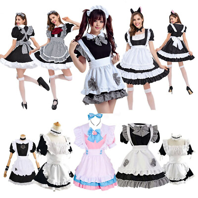 #ad Women French Maid Fancy Dress Costume Outfit Party Waitress servant Ladies Dress $24.29