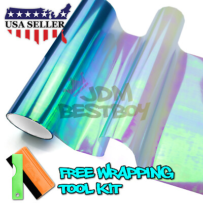 #ad 16quot;X180quot; *Extra Wide* Chameleon Neo Chrome Light Blue Headlight Taillight Tint $34.95