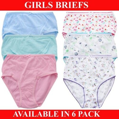 Girls Underwear Kids Soft Print 100% Cotton 6 Pack Briefs UK Sizes #ad $7.89