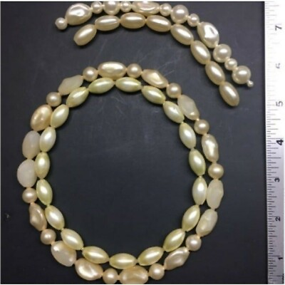VTG Pop Bead Necklace Loose Lot Oval Organic Round Pearl As Is Adjustable Retro $30.00