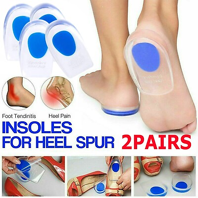 #ad 2 Pairs Gel Heel Cushion Insoles Spur Shoe Pad High Heel Insert Foot Pain Relief $8.95
