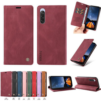 Slim Wallet Cover Case Screen Protector For Sony Xperia 10 IV 5 III IV 1 IV $10.65