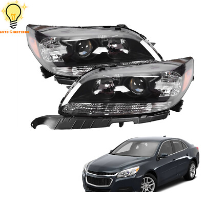 #ad For 2013 2015 Chevy Malibu Leftamp;Right Black Projector Headlights Headlamps $132.59