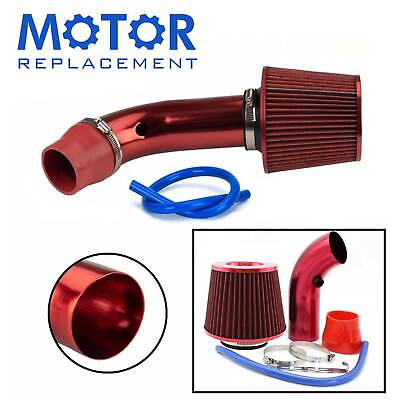 #ad Car Cold Air Intake Filter 3#x27;#x27; Power Flow Hose Induction Pipe Kit Aluminum Red $33.50