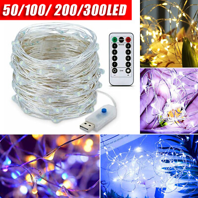 USB Twinkle LED String Fairy Lights Copper Wire Party Remote 7 30M 50 200 300LED $15.94