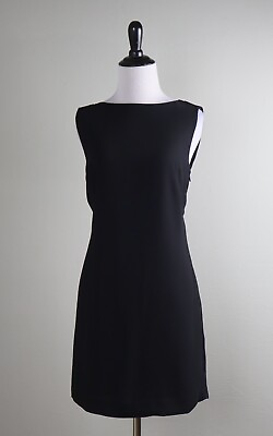 #ad BANANA REPUBLIC NWT $150 Solid Black Draped Pleated Back Lined Dress Size 2 $44.99