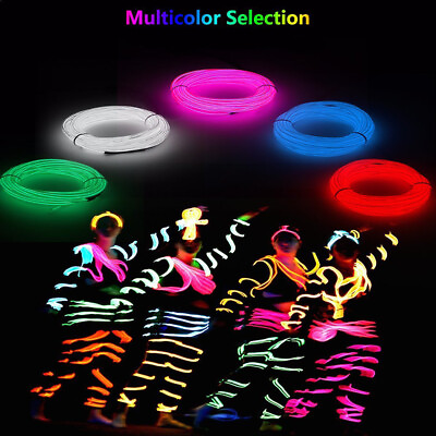 1 5M Party Evening Luminescent Neon LED Lights Glow EL Wire String Strip Rope US #ad $44.43
