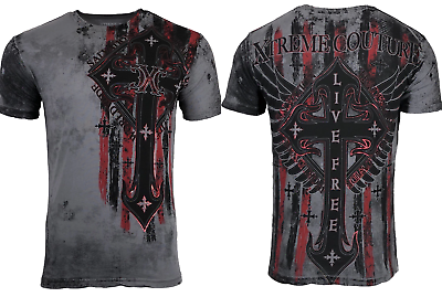 #ad XTREME COUTURE by AFFLICTION Men#x27;s T Shirt LIBERTY CRUSADE Biker MMA $26.95