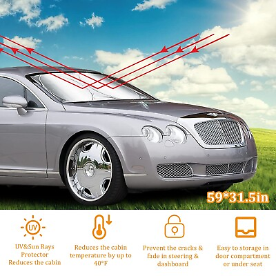 #ad Foldable Car Windshield Sun Shade Visor UV Heat Block Window Cover For Nissan $9.95