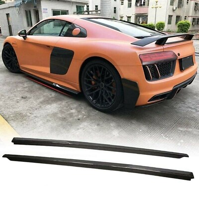 #ad Carbon Fiber Car Side Skirts Extension Lips For Audi R8 Coupe $474.05