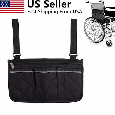 #ad Outdoor Wheelchair Side Pouch Storage Bag Armrest Pocket Organizer Holder Pocket $7.79