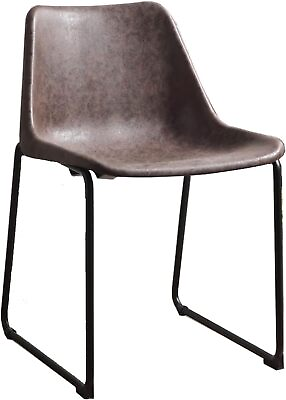 #ad Benjara Set of Two Metallic Side Chairs with Leather Mocha and Black $146.82