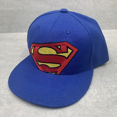SUPERMAN Hat Baseball Ball Cap Adjustable SNAPBACK Blue Flat Bill Six Flags $11.71