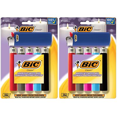 #ad BIC Classic Lighter Assorted Colors 12 Pack Packaging May Vary $13.69