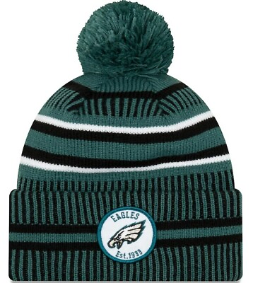 #ad Philadelphia Eagles New Era NFL Sideline Green Fleece Lined Sport Knit hat cap $26.99