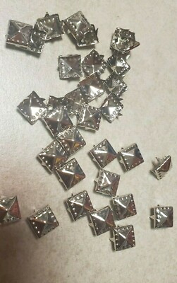 #ad CraftbuddyUS 100pcs 9mm Silver Square Pyramid Craft Studs Embellishment Bag Shoe $7.25
