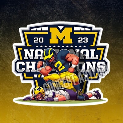 #ad 2023 NATIONAL CHAMPIONS MICHIGAN WOLVERINES quot;FLEXINGquot; FULL COLOR DECAL STICKER $3.99