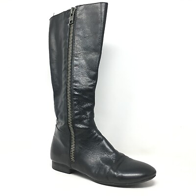 #ad Born Riding Boots Shoes Womens Size 7.5 US 38.5 EU Black Leather Side Zip Up $41.97