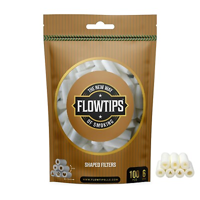 #ad Flowtips Hollow Shaped Filter Tips 6mm Premium Cotton Full Flow joint Filters $6.99