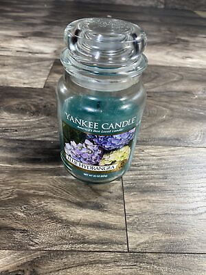 #ad Rare Yankee Candle Large Jar 22 oz ounce Blue Hydrangea Flower Scented $17.97