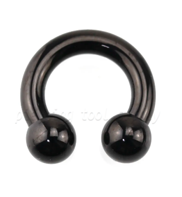 #ad 1pc. Black PVD Plated Surgical Steel Horseshoe Circular Ear amp; Septum Ring 14G 4G $4.68