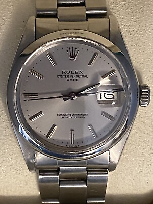 #ad 1970#x27;s ROLEX OYSTER DATE 1500 STAINLESS STEEL AUTOMATIC MEN#x27;S WATCH $4195.00
