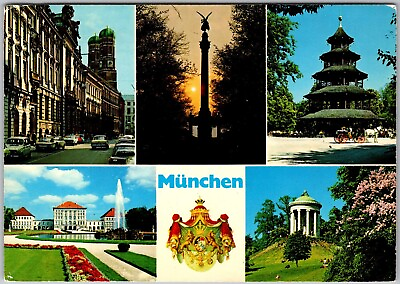 #ad Postcard: Munich Archbishop#x27;s Palace with Frauenkirche Peace Angel Chin A236 $3.49