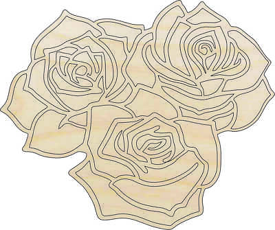 #ad Flower Rose Laser Cut Out Unfinished Wood Craft Shape FLR67 $1.15