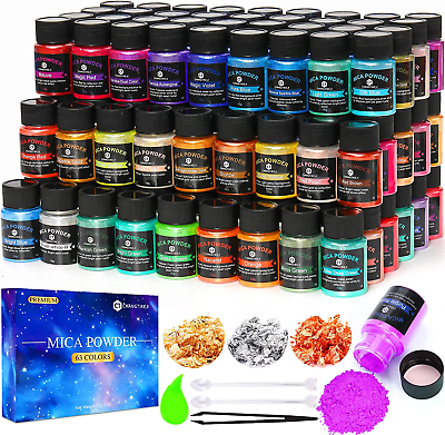 #ad Mica Powder，63 Colors 10g Bottle of Natural Pigment Powder for Epoxy Resin，Lip $15.49