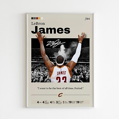 #ad LeBron James poster Cleveland wall art basketball print James Print $26.91