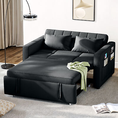 #ad 55quot; 3 in 1 Convertible Sleeper Sofa Bed Velvet Loveseat Pull Out Sofa Bed Couch $285.99