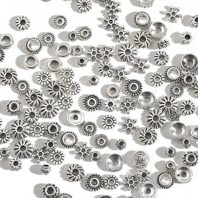Antique Silver Color Beads Tibetan Spacer Bead 4 8mm Round Charm Jewelry Making $18.72