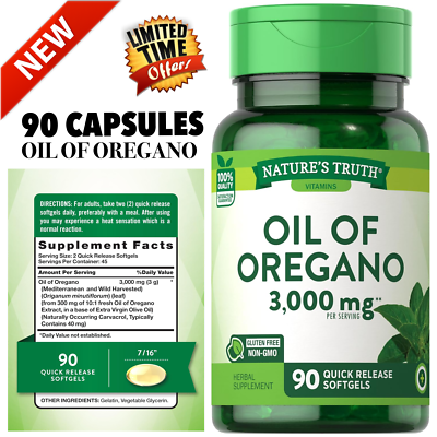 #ad Oregano Oil Softgels 3000mg 90 Pills Contains Carvacrol Non GMO Gluten Free New $13.99