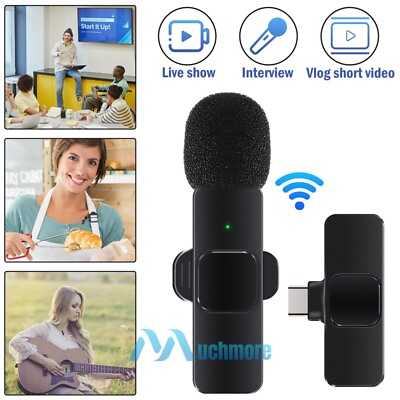 #ad Universal Wireless Lavalier Microphone Video Recording Mini MicType C Receiver $13.73