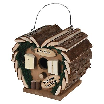 #ad Lovebird Bird Box Wood Love Heart Shaped Wooden Garden Wild Nesting House 16cm $49.78