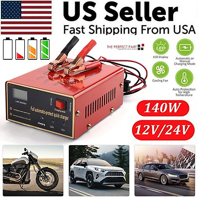 Maintenance Free Battery Charger 12V 24V 10A 140W Output For Electric Car Pro $23.49