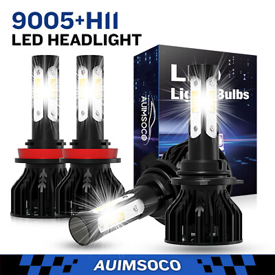 #ad 4x 9005 H11 LED Headlight Combo High Low Beam Bulbs Kit Super Bright Lamps White $39.99