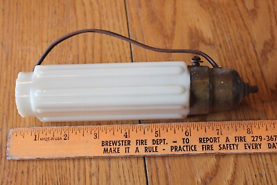 #ad Vintage Desk Lamp Brass part with opaque ivory white glass bar oblong shade milk $16.80