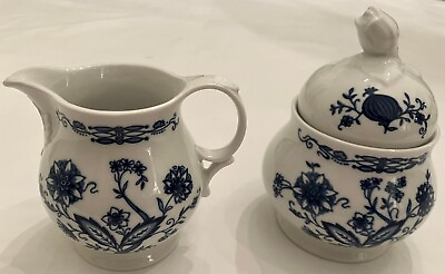 #ad Seltmann Weiden Sugar Bowl Creamer Set Vintage Lot Blue Rose West Germany $29.99