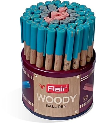 #ad #ad FLAIR Woody 0.7mm Ball Pen Stand Blue Black amp; Red Ink Pack of 50 Pens FreeShip $40.05